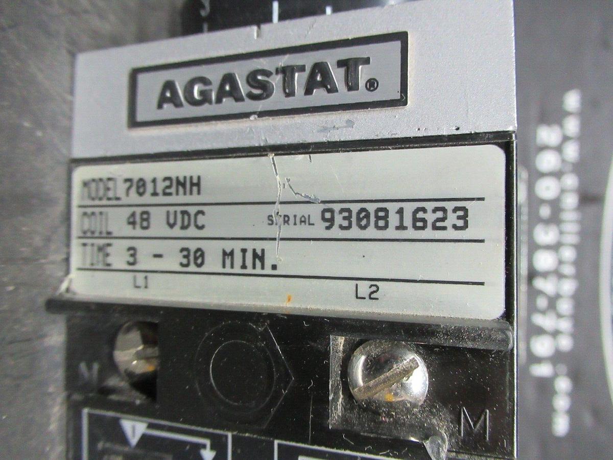 Used AGASTAT TIME DELAY RELAY 3-30 MINUTES 7012NH 48 VDC VOIL 600 VAC 10 AMP