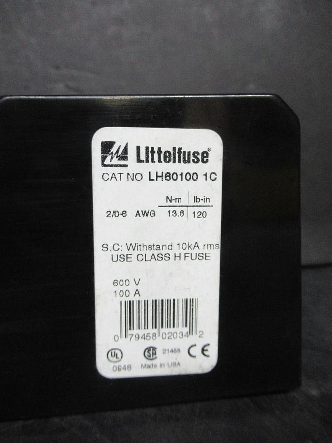 Used LITTELFUSE LH60100-1C SINGLE POLE FUSE BLOCK 100 AMP 600 VOLT **WARRANTY**
