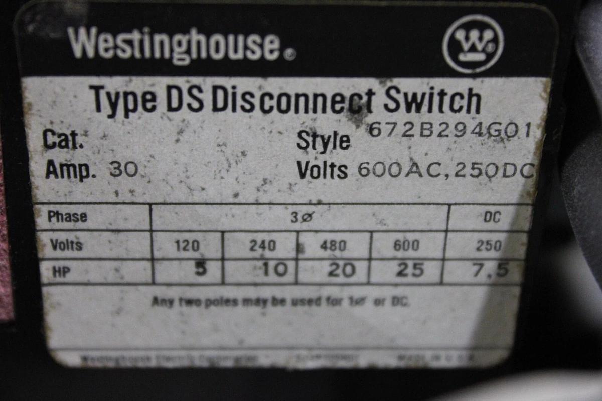 Used WESTINGHOUSE TYPE W MOTOR CONTROL BUCKET 12" SIZE 1 STARTER 27 AMP W/ DOOR