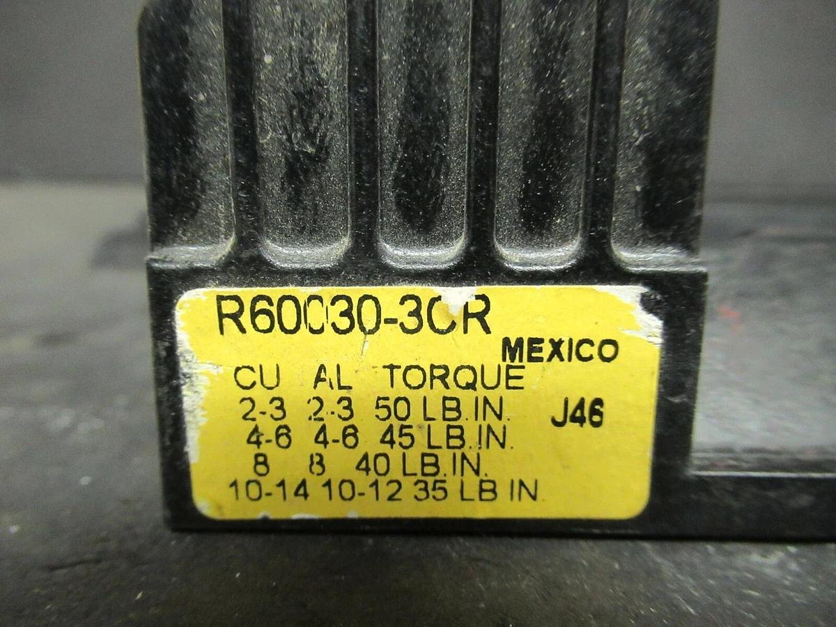 Used BUSSMAN FUSE HOLDER R60030-30R FOR 30 AMP 600 V CLASS R FUSES **WARRANTY**