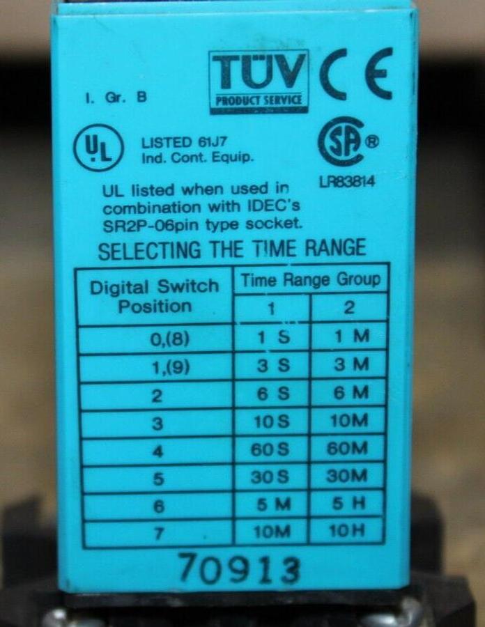 Used IDEC ELECTRONIC TIME DELAY RELAY RTE-P12 120/240 VAC 10 AMP 1 SEC TO 10 HOUR