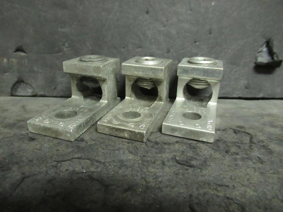 Used (3) QTY CMC AB-350 1 SINGLE BARREL MECHANICAL CONNECTOR LUGS TAP 350 MCM - 6