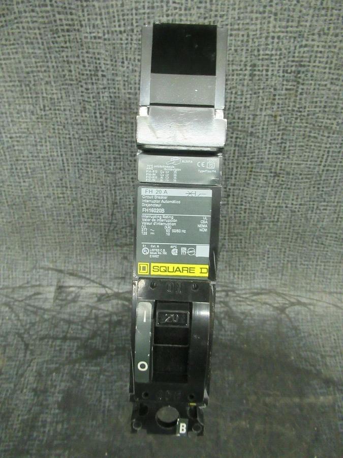 Used 20 AMP SQUARE D I LINE BREAKER FH16020B 277 VAC 1-POLE B-POLE **WARRANTY**