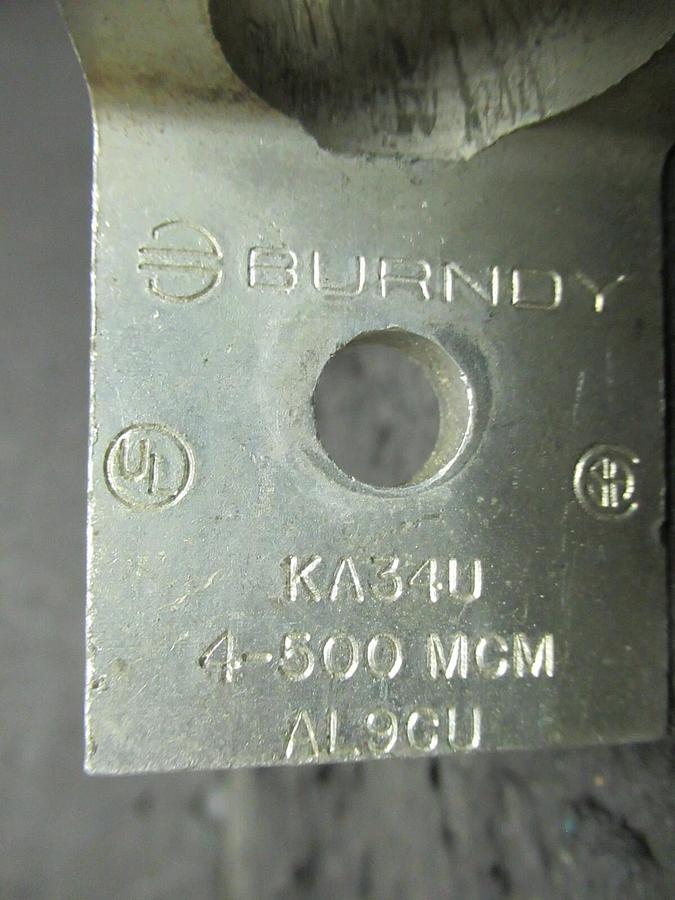 Used (3) QTY BURNDY KA34U 1 (SINGLE) BARREL MECHANICAL CONNECTOR LUG TAP 500 MCM - 4