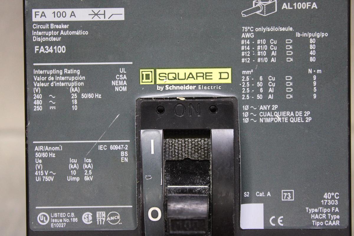 Used SQUARE D I-LINE CIRCUIT BREAKER FC34060 60 AMP 480 VOLT 3-POLE SERIES 2