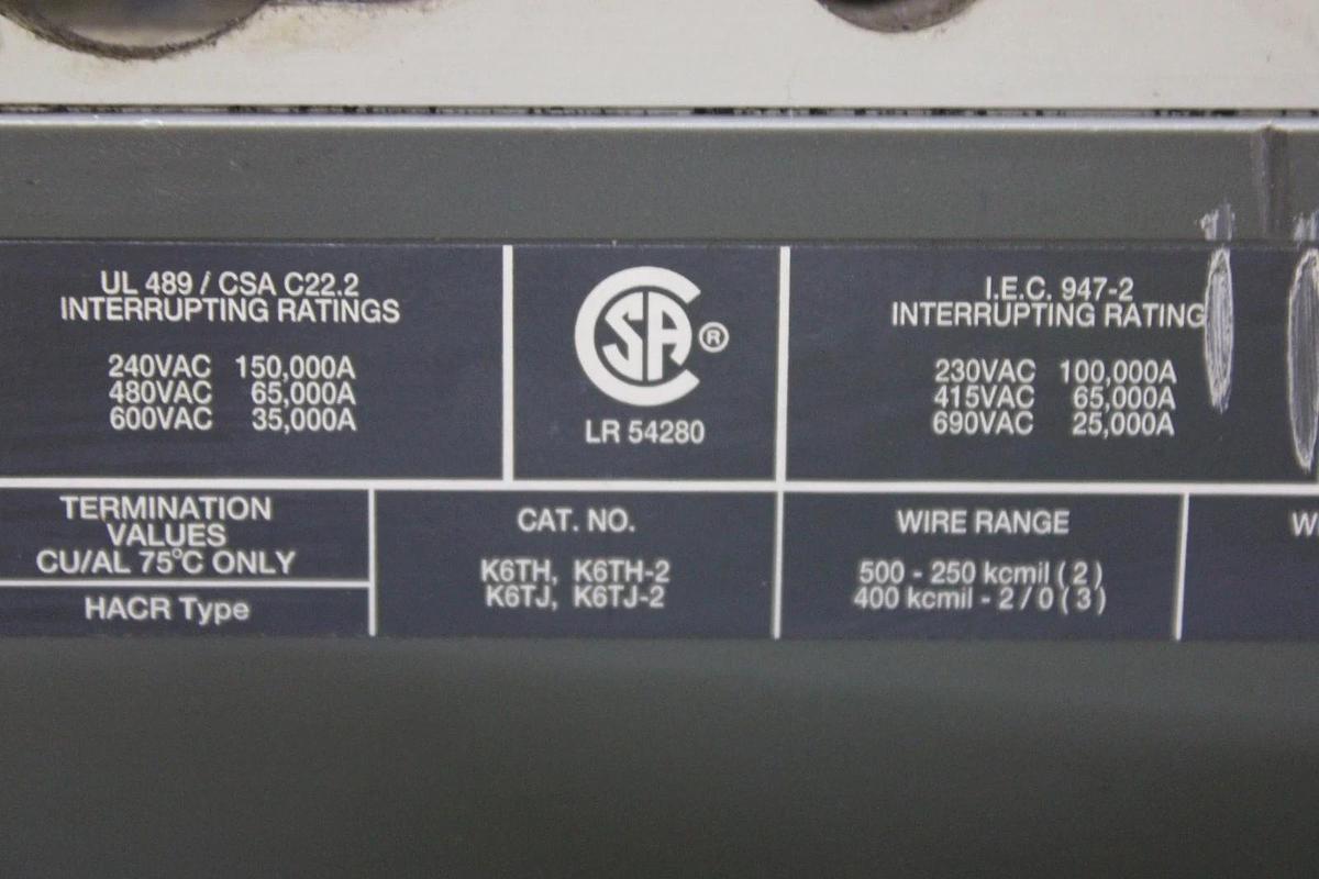 Used ABB CIRCUIT BREAKER SACE S6 S6H 600 AMP 600 VAC 3-POLE **WARRANTY INCLUDED**