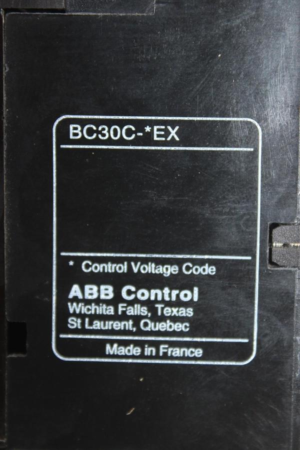 Used ABB CONTACTOR BC30 45 AMP 600 VAC 3-POLE 30 HP COIL: 24 VDC