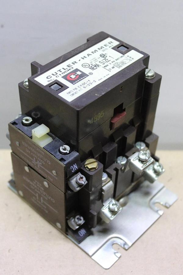 Used CUTLER HAMMER CONTACTOR C10CN3 27 AMP 600 VAC 10 HP 3-PHASE NEMA 1 COIL: 120V