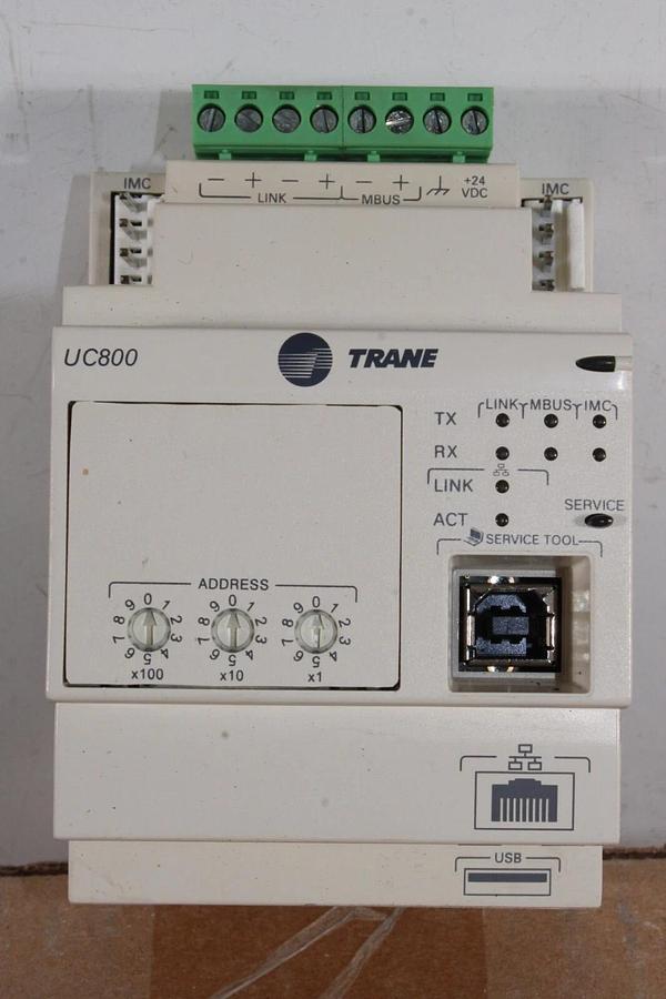 Used TRANE CVHF CHILLER CONTROL MODULE UC800 X13651144-01 REV. G 24 VDC 210 MA