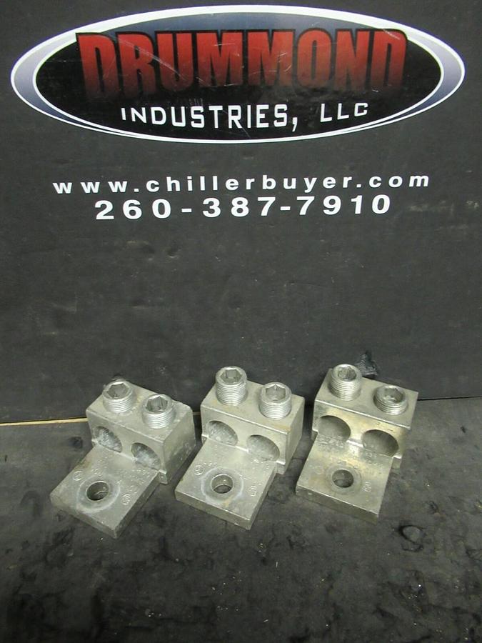 Used (3) QTY ILSCO D899  2 (DOUBLE) BARREL MECHANICAL CONNECTOR LUG TAPS 600MCM - 2