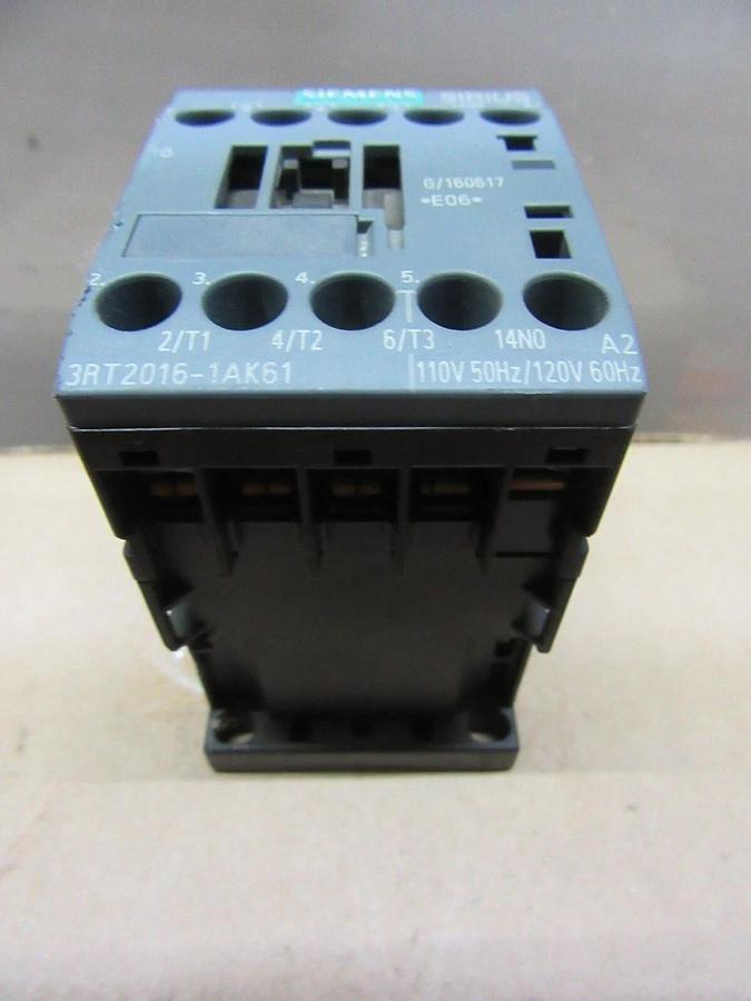 Used SIEMENS CONTACTOR 3RT2016-1AK61 600 VAC 20 AMP 7.5 HP 3-PHASE COIL: 110/120 VOLT