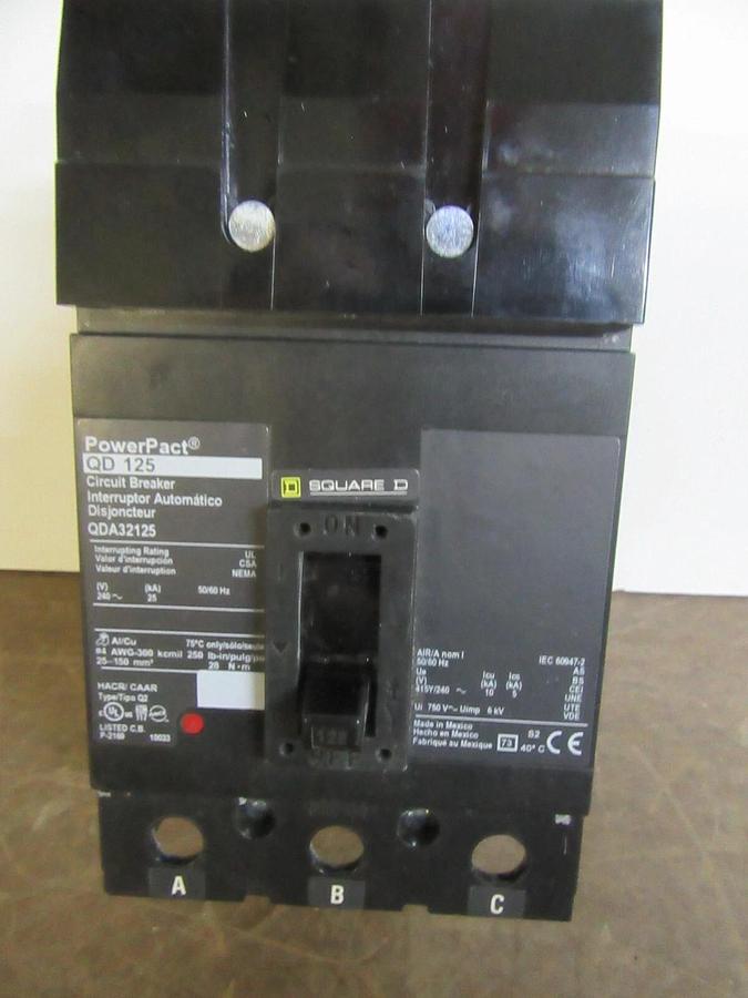 SQUARE D I-LINE BREAKER QDA32125 3-POLE 125 AMP 240 VAC W/ LUGS **WARRANTY**