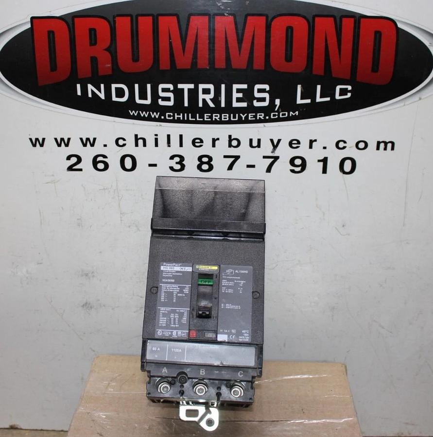 Used SQUARE D POWERPACT I-LINE CIRCUIT BREAKER HGA36060 60 AMP 600 VAC 3-POLE