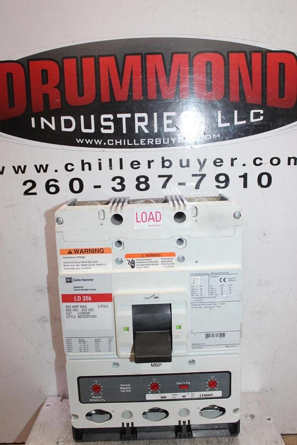 Used CUTLER-HAMMER CIRCUIT BREAKER LD3600F 600 AMP 3-POLE 600 VAC *WARRANTY*