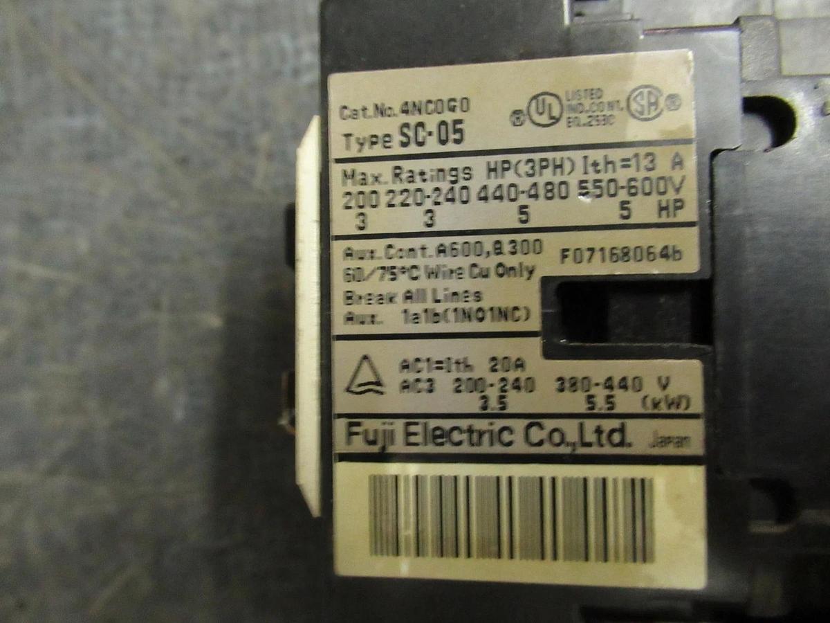 Used FUJI ELECTRIC STARTER SC-05 600V 3POLE 13A 5HP **WARRANTY INCLUDED**