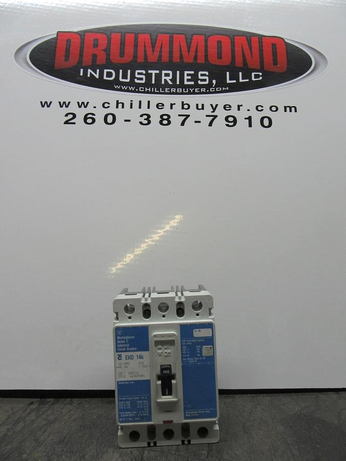 Used CUTLER HAMMER CIRCUIT BREAKER EHD3100 100 AMP 3-POLE 480 VAC