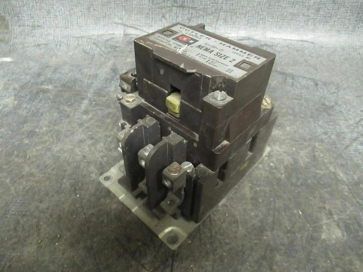 Used CUTLER-HAMMER CONTACTOR C10DN3 NEMA SIZE 2 45 AMP 600 VAC 25 HP COIL: 480V