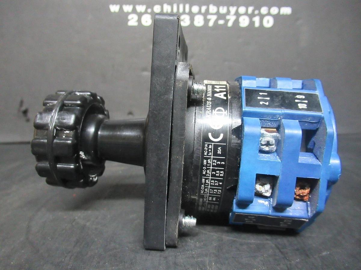 Used KRAUS + NAIMER ROTARY SWITCH A11 3 PHASE 600 VAC 10 AMP 1 HP L68952/002 AM9