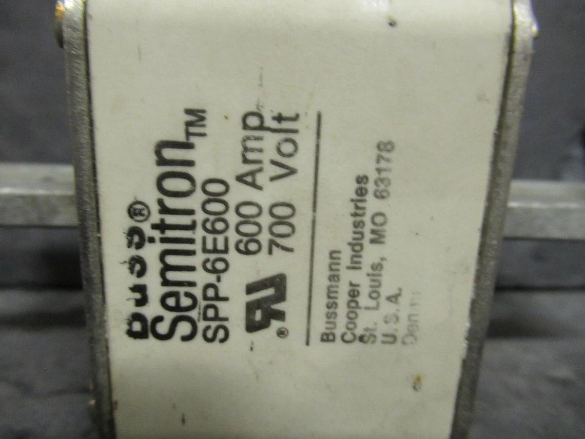 Used 1 BUSS SEMITRON SPP-6E600 600 AMP 700 V FUSE BUSSMANN COOPER INDUSTRIES WARRANTY