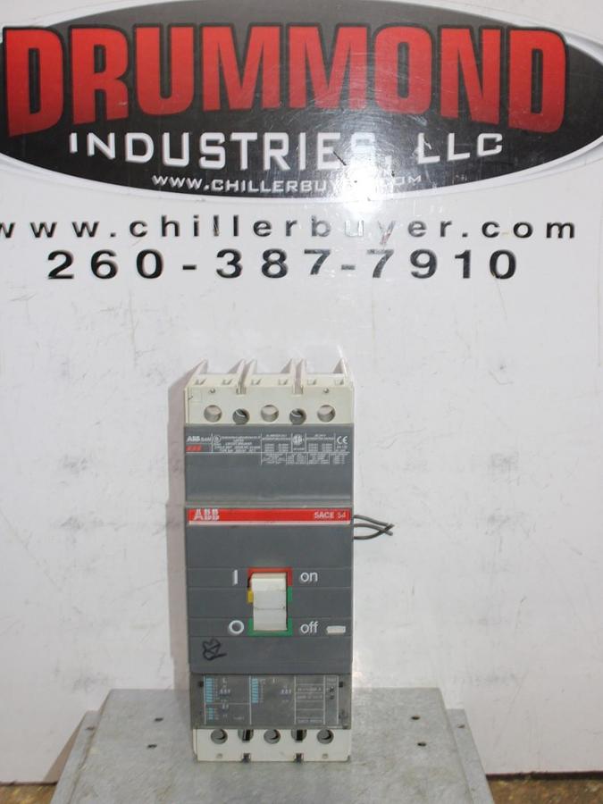 Used ABB BREAKER SACE S4 S4N 250 AMP 600 VOLT 3-POLE W/ AUX SWITCH & SHUNT TRIP