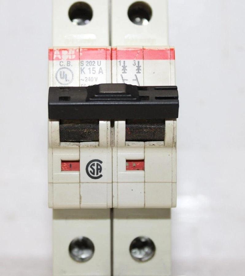 Used ABB CIRCUIT BREAKER S202U-K15 277/480 VAC 2-POLE **WARRANTY INCLUDED**