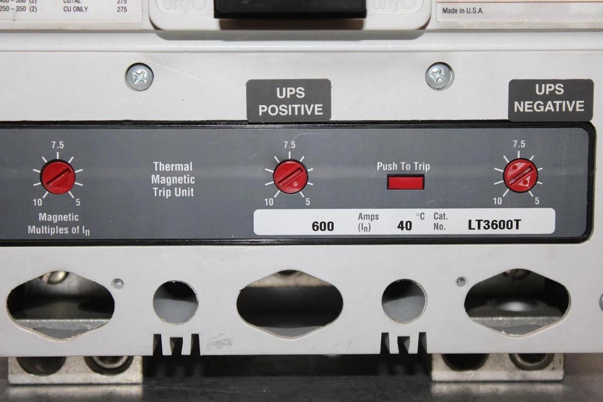 Used CUTLER-HAMMER DC CIRCUIT BREAKER HLDDC3600F 600 AMP 600 VDC W/ PLUG