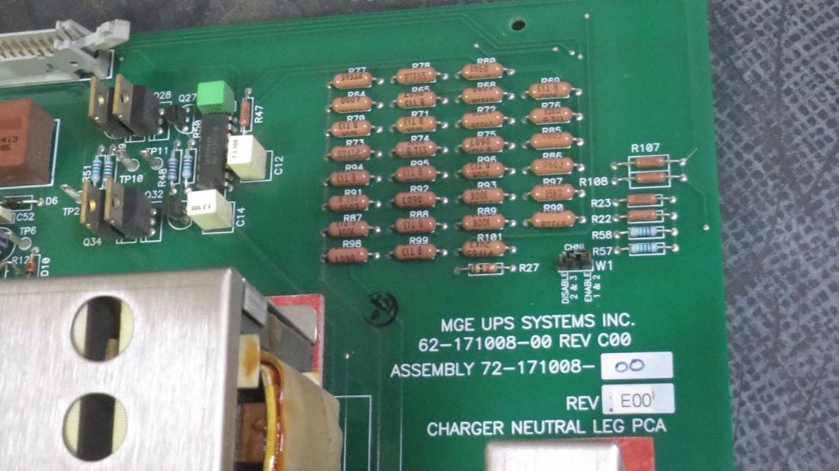 Used MGE UPS SYSTEMS CHARGER NEUTRAL LEG PCA ASSEMBLY 62-171008-00 72-171008-00
