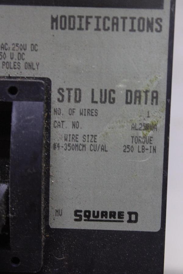 Used SQUARE D I-LINE CIRCUIT BREAKER LA36350 350 AMP 3-POLE 600 VAC