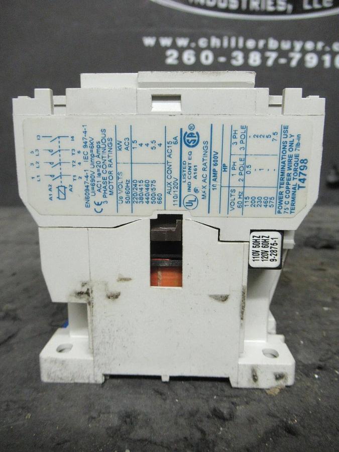 Used CUTLER HAMMER CONTACTOR CE15BNS3 5 HP @ 10 AMPS / 460 VAC 110 V COIL DIN RAIL