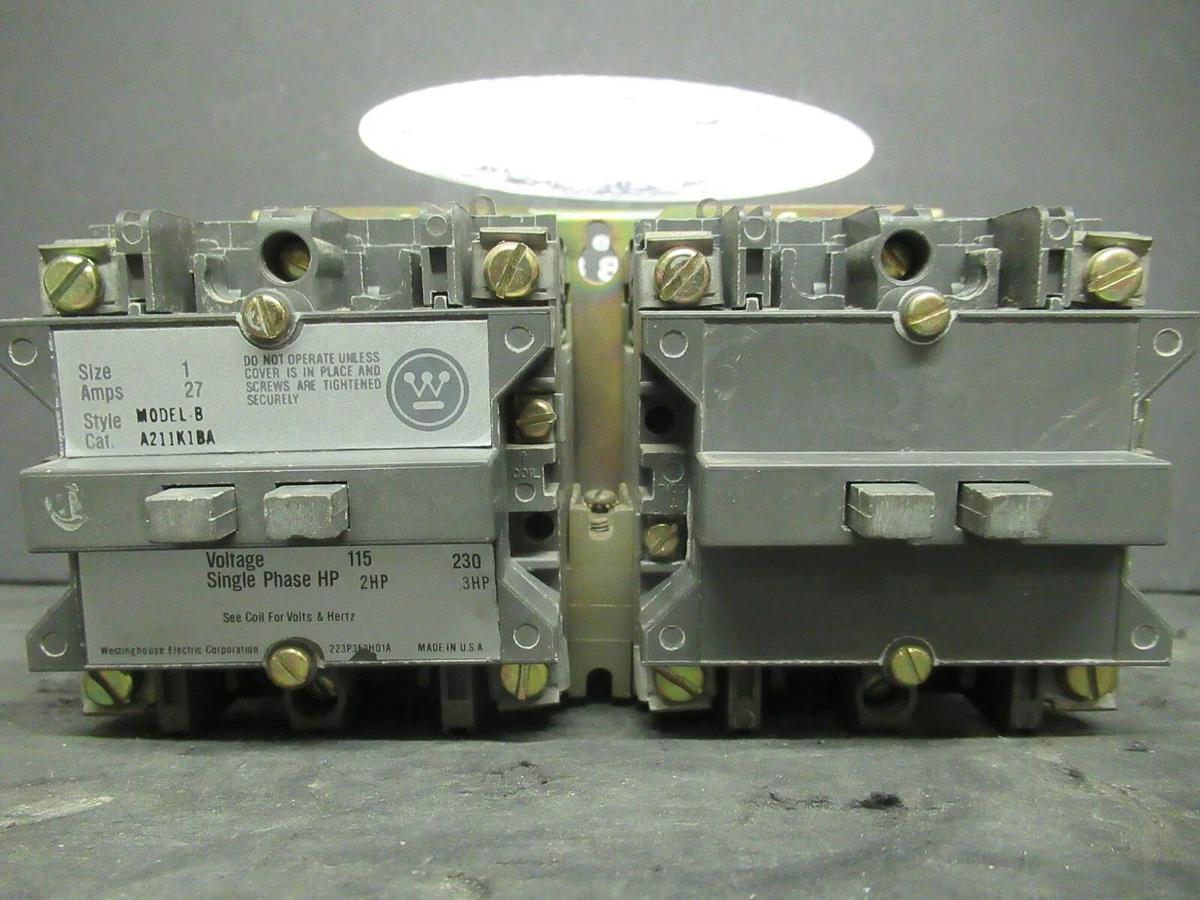 Used 27 AMP WESTINGHOUSE REVERSING CONTACTOR A211K1BA 240 VAC 3 HP