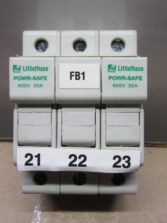 Used LITTELFUSE POWER-SAFE FUSE HOLDER LPSC-CH 600 VOLT 30 AMP 3-POLE **WARRANTY**
