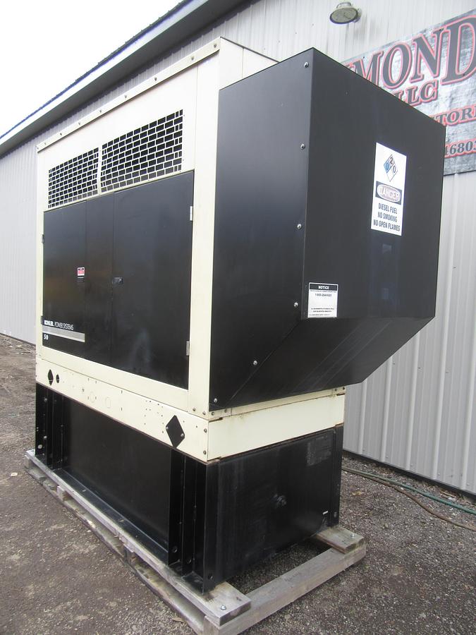 Used 50 KW DIESEL GENERATOR  KOHLER 120/240V JOHN DEERE ENCLOSED VIDEO WE SHIP 55KW