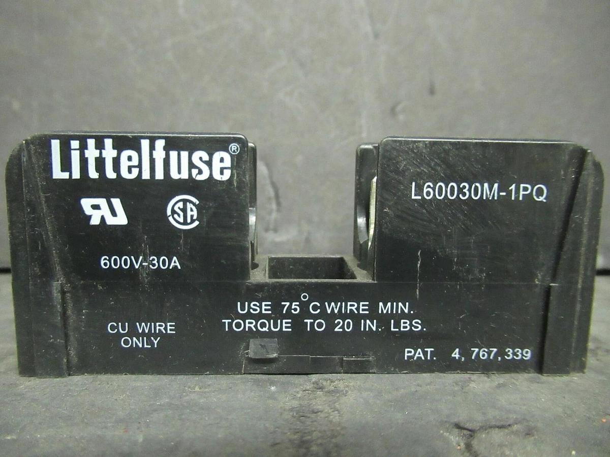 Used (2) LITTELFUSE FUSE LUG SET L60030M-1PQ 600 VOLTS 30 AMP **WARRANTY INCLUDED!**