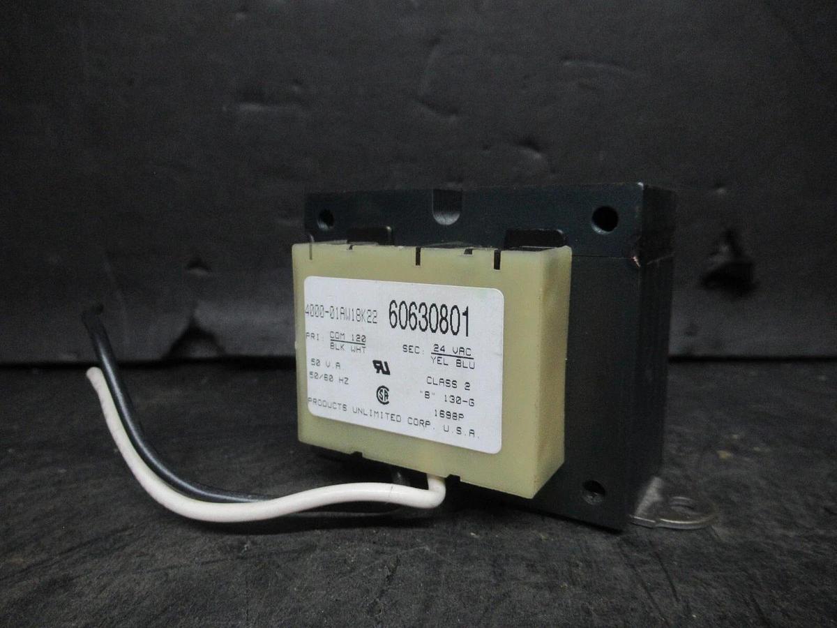 Used PRODUCTS UNLIMITED 4000-01AW18K22 60630801 50 VA PRI: 120 VAC SEC: 24 VAC