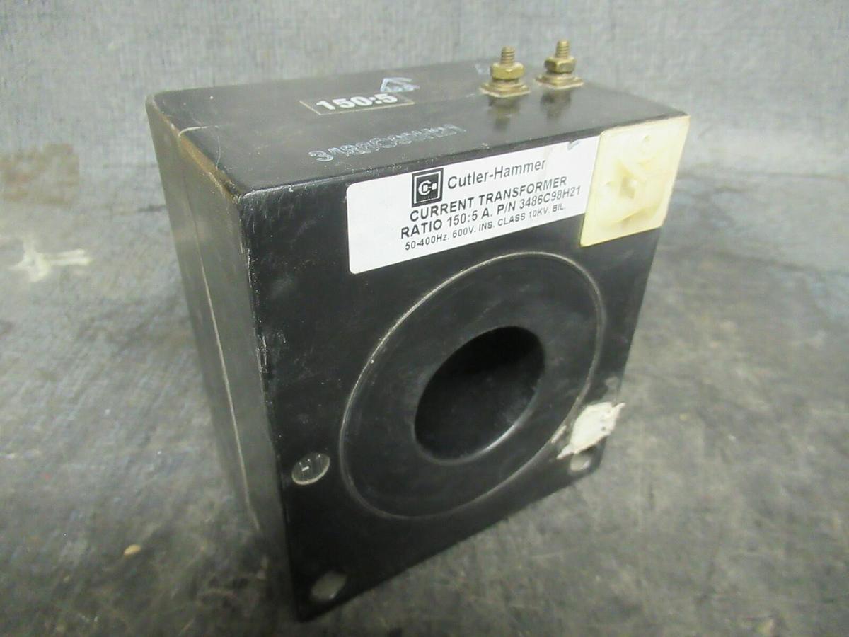 Used CUTLER HAMMER CURRENT TRANSFORMER 3486C98H21 RATIO: 150:5 A KV: 10 **WARRANTY**