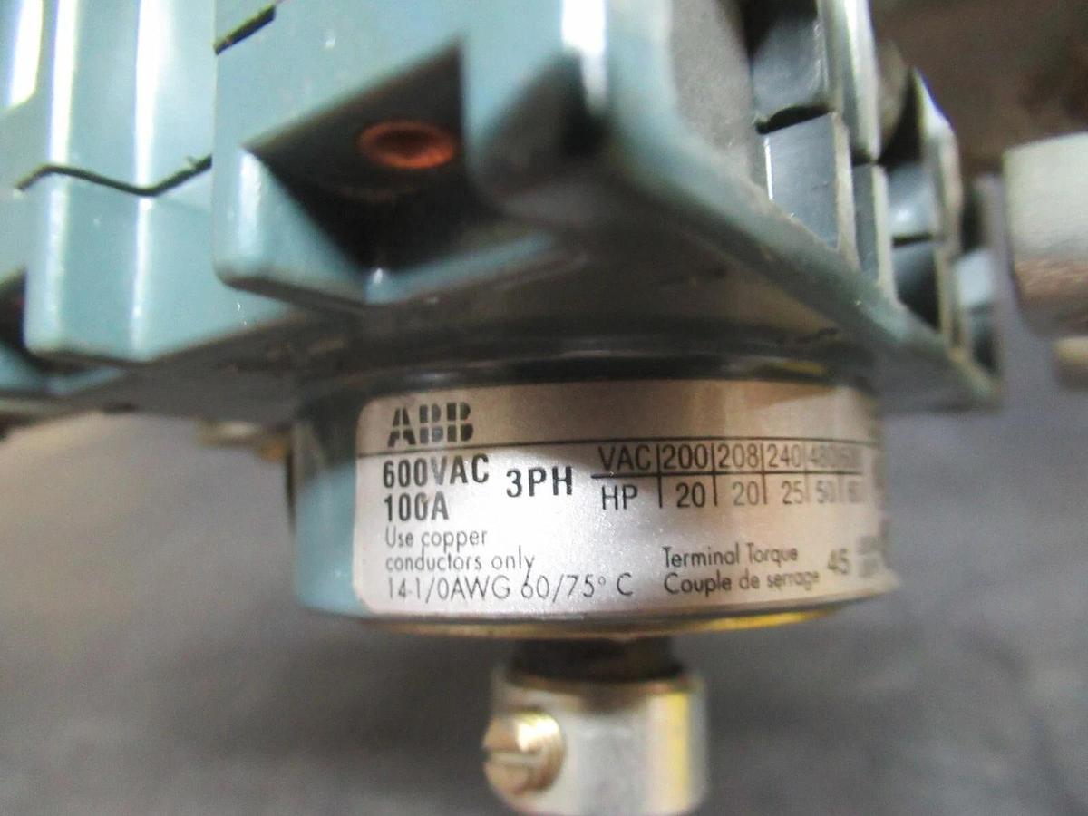 Used ABB DISCONNECT SWITCH OETL-NF100 3 PHASE 100 AMP 600 VOLT 60 HP **WARRANTY**