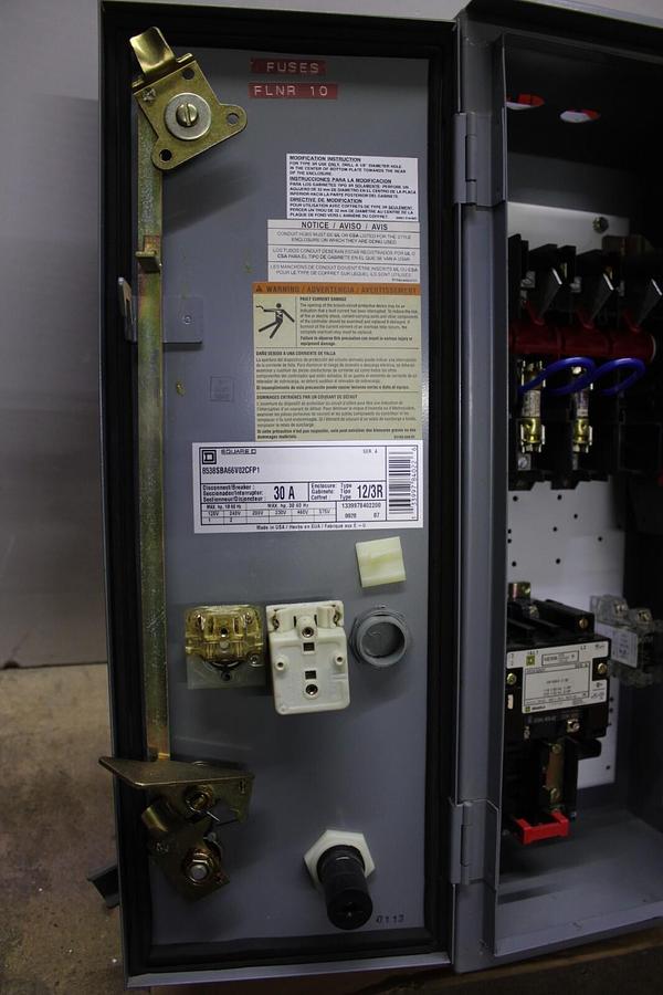 Used SQUARE D SIZE 0 FUSIBLE COMBINATION STARTER 8538SBA66V02CFP1 NEMA 3R 30 AMP