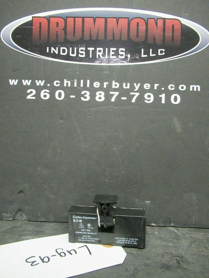 Used CUTLER HAMMER BLOCK FUSE HOLDER C350B1C61 30 AMP 600 VAC FOR CLASS CC FUSES