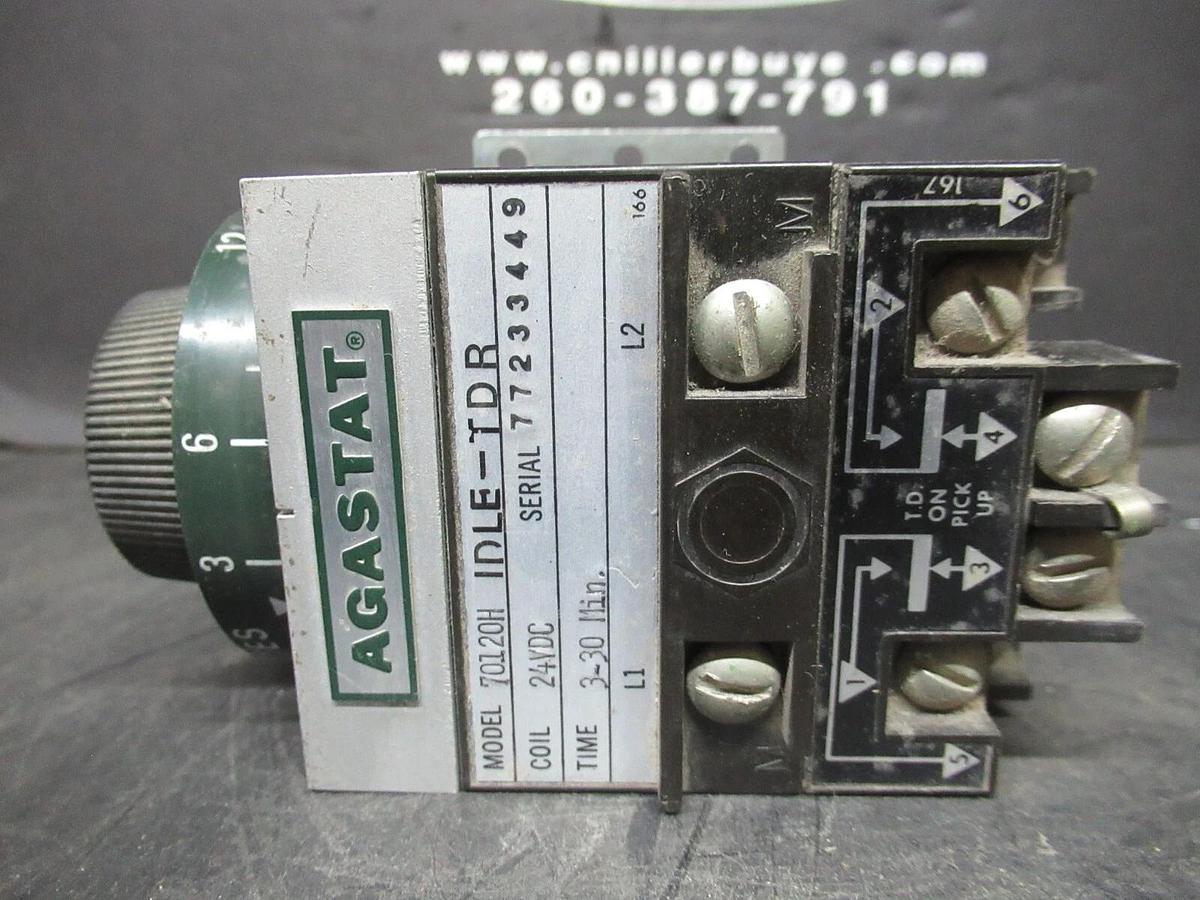 Used AGASTAT TIME DELAY RELAY 3-30 MINUTES 7012OH 24 VDC VOIL 600 VAC 10 AMP