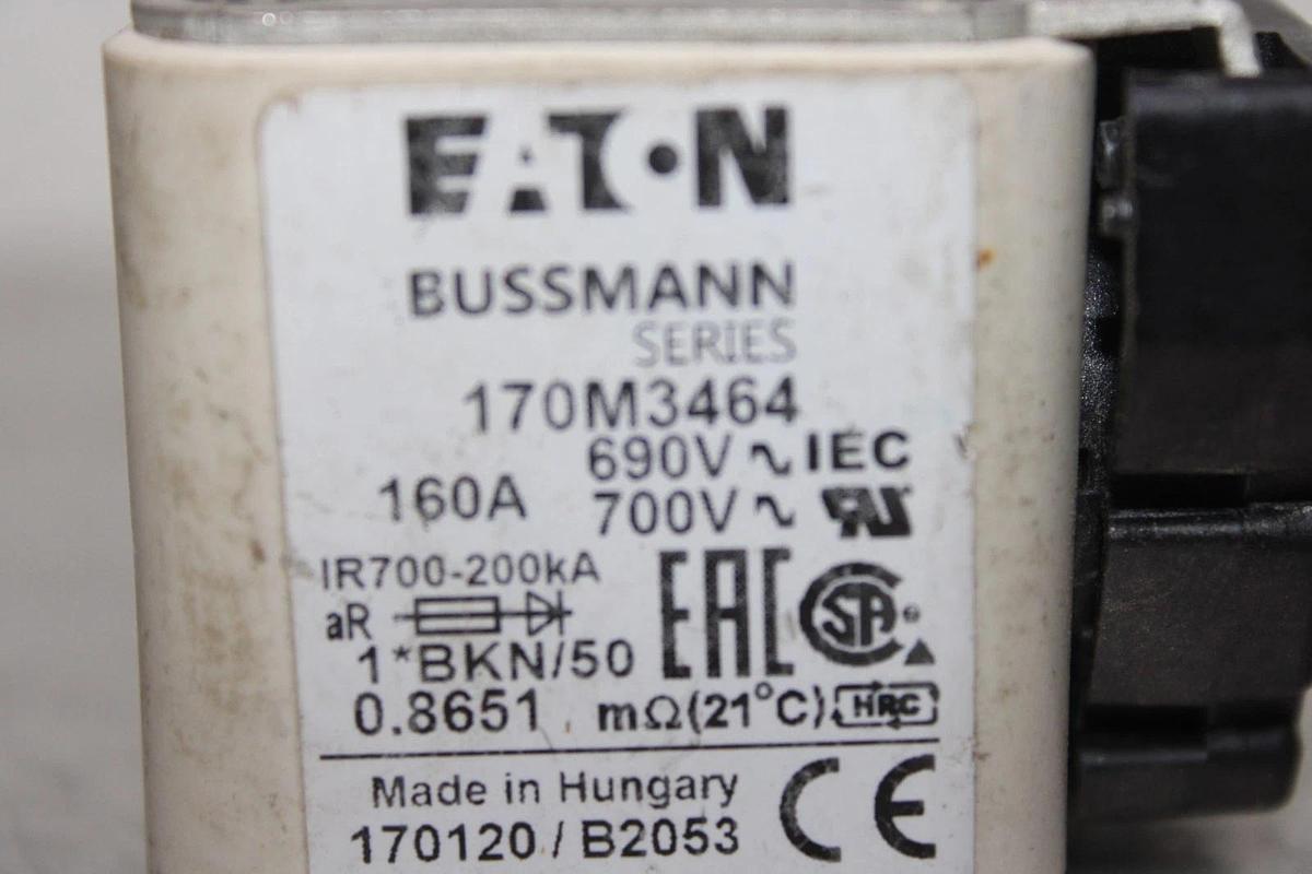 Used EATON BUSSMANN SQUARE BODY FUSE 170M3464 700 VAC 160 AMP *WARRANTY*