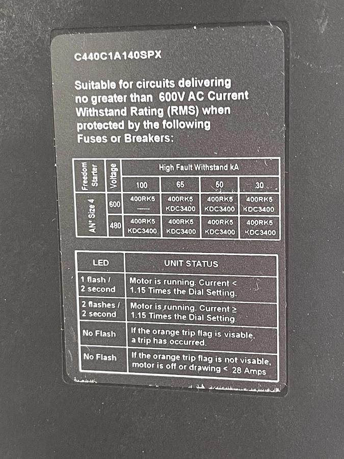 Used NEW SURPLUS EATON NEMA 3R COMBO STARTER ECN5442CAJ R63/F SIZE 4 STARTER