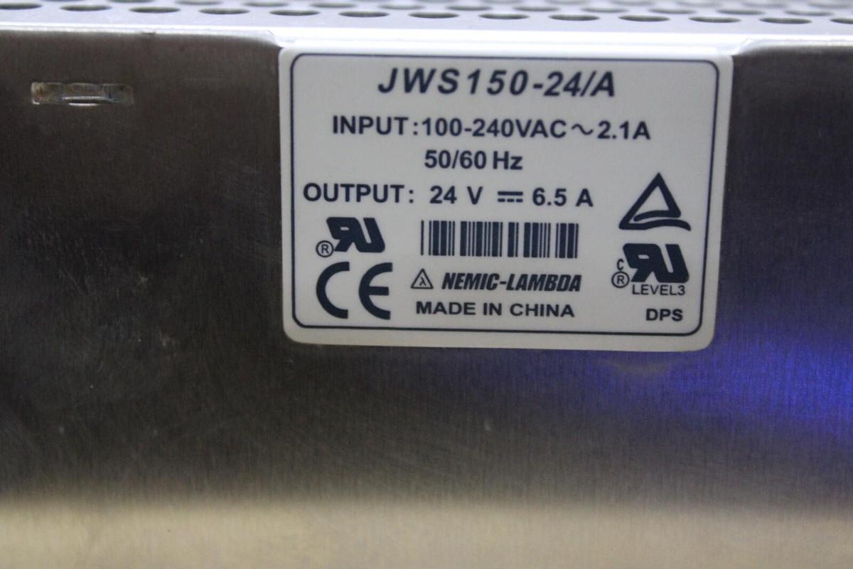 Used NEMIC-LAMBDA POWER SUPPLY JWS150-24/A INPUT: 240 VAC 2.1A OUTPUT: 24 VDC 6.5A