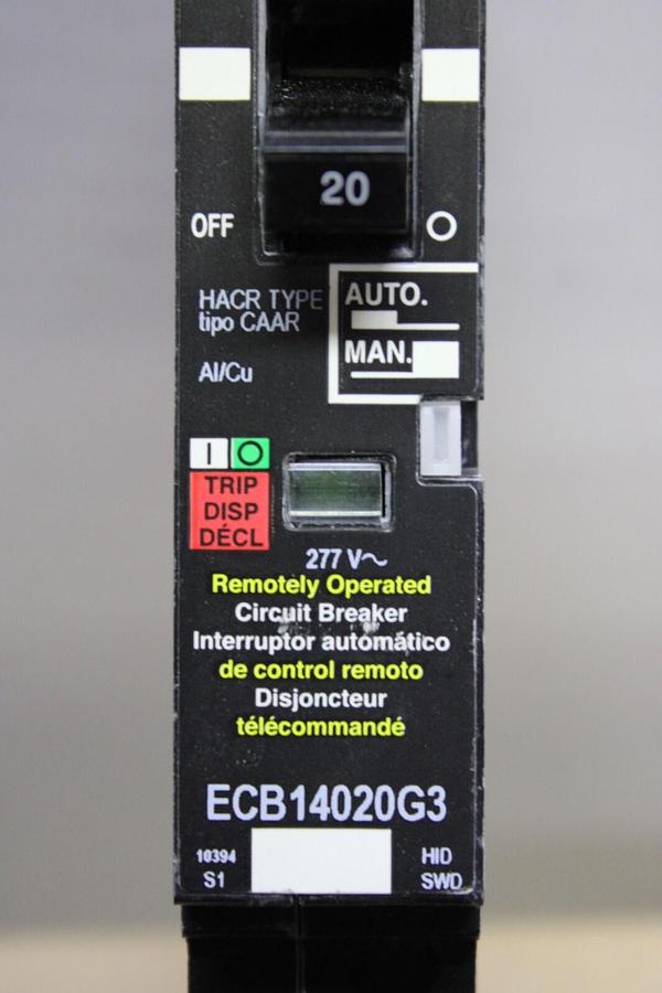 Used SQUARE D POWERLINK CIRCUIT BREAKER ECB14020G3 20 AMP 480/277 VAC 1-POLE