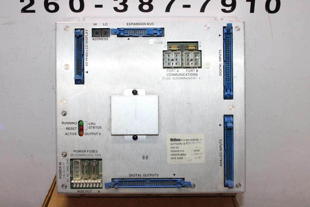 Used MCQUAY CHILLER CONTROL MODULE 860-654873B-50 005-000280-50 REV. E