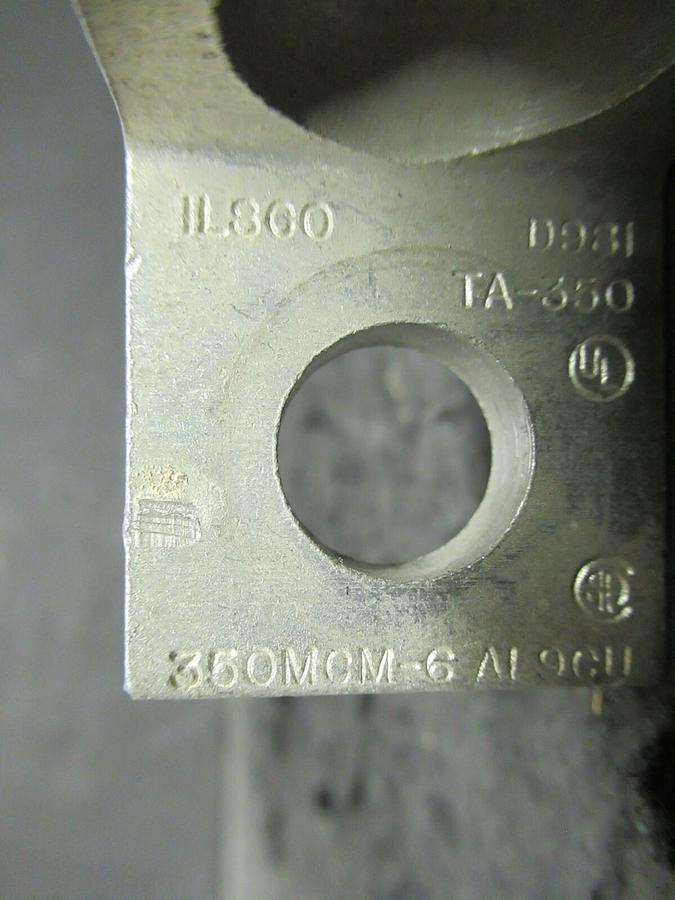 Used (6) QTY ILSCO TA-350 1 (SINGLE) BARREL MECHANICAL CONNECTOR LUG TAP 350 MCM - 6