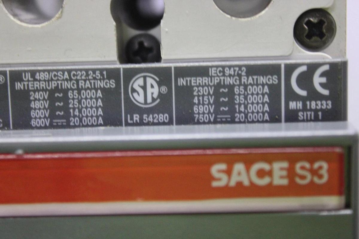 Used ABB CIRCUIT BREAKER SACE S3 S3N 100 AMP 3-POLE 600 VAC **WARRANTY**
