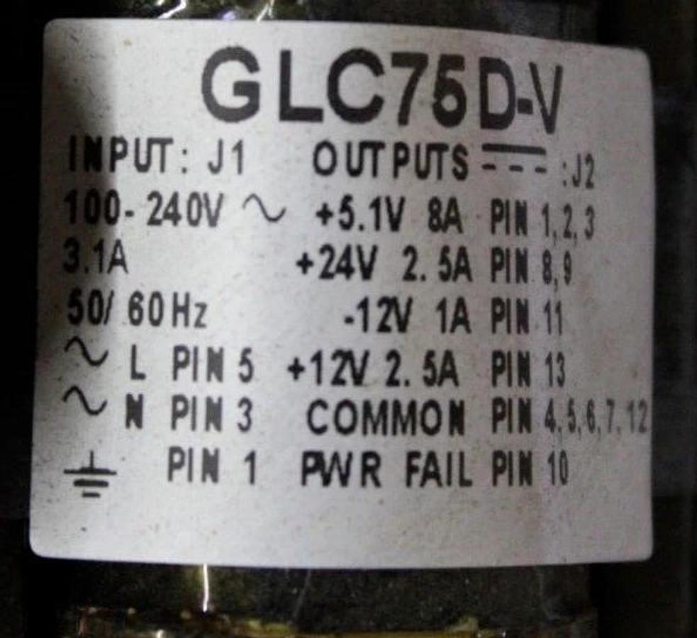 Used CONDOR DC POWER SUPPLY GLC75D-V INPUT: 120-240 VAC OUTPUT: 24 VDC