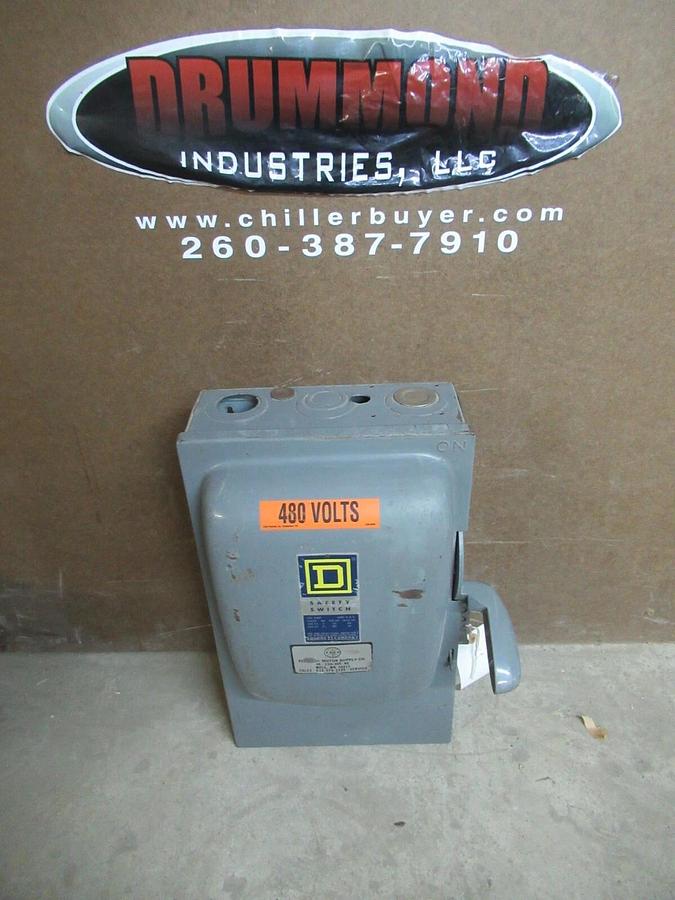 Used SQUARE D SAFETY SWITCH TYPE 1 ENCLOSURE 100 AMP 60 HP 600 VAC 3-POLE