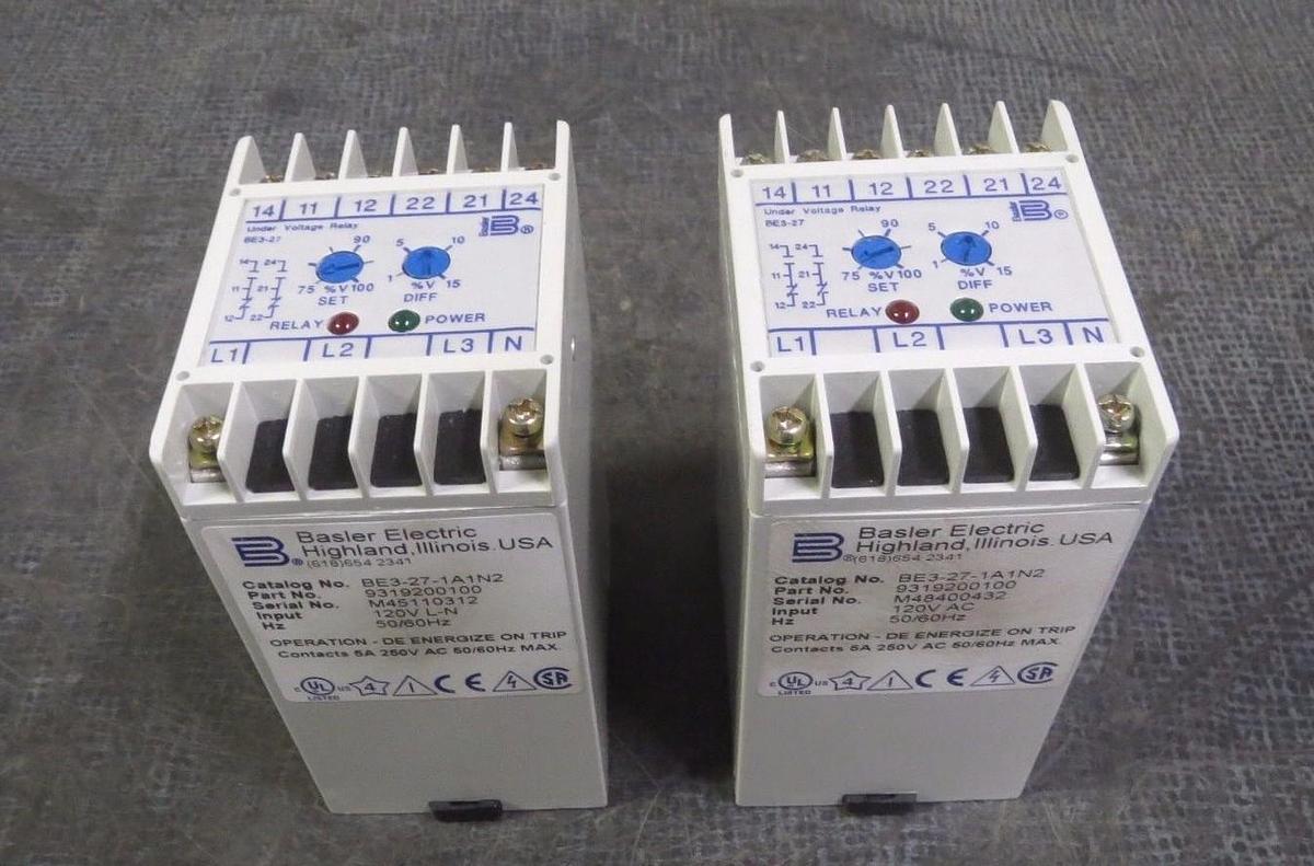 Used (1) BASLER ELECTRIC BE3-27 UNDER VOLTAGE RELAY 120 VAC MODEL: BE3-27-1A1N2