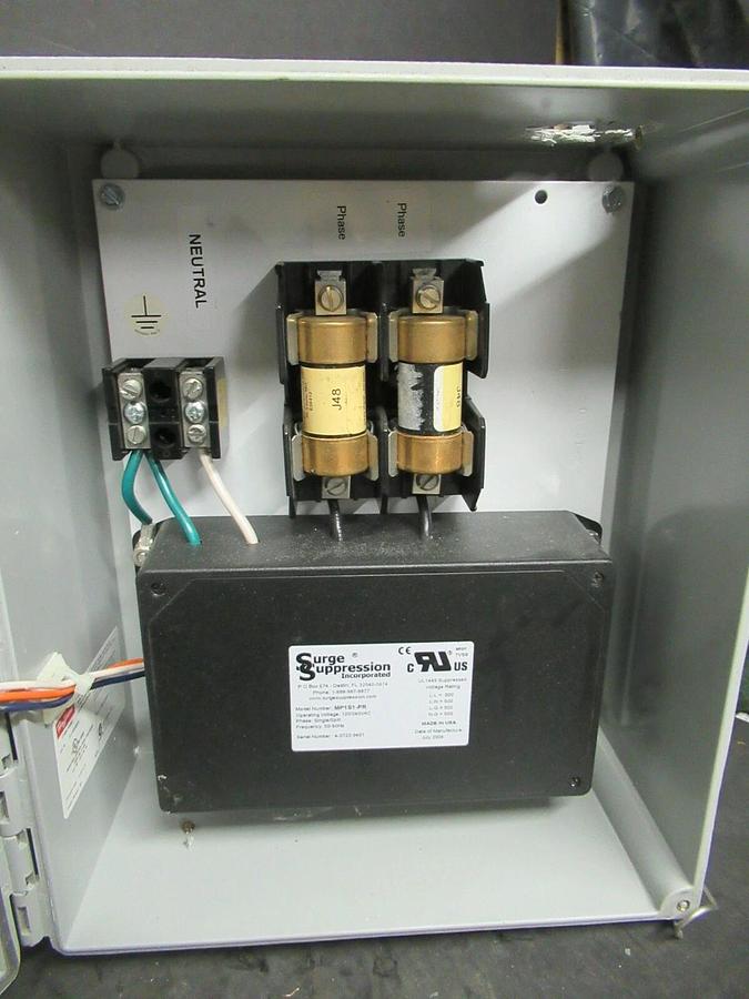Used SURGE SUPRESSION INC. MP1S1-PR 120 /240 VAC SUPRESSOR SINGLE SPLIT PHASE 4X ENCL